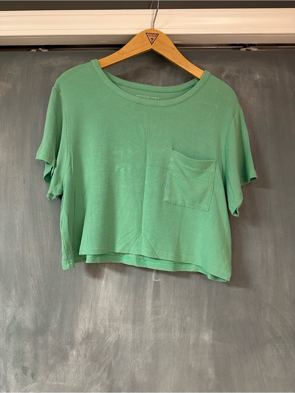 American Eagle Outfitters Mint Green Cropped Pocket Tee